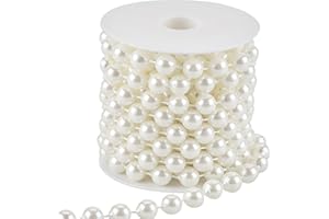 ADASBRIDAL 12mm Pearl Beads String, Ivory Pearls for Crafting Imitation Decorative Beads Garland 5.5 Yds, Wedding Party Valentine Christmas Tree Decorations