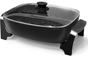 Elite Gourmet EG-6203X Extra Deep 16"x13"x3.2" (10.5Qt.) Scratch Resistant, Easy Pour Spout, Dishwasher Safe, Non-stick Elect