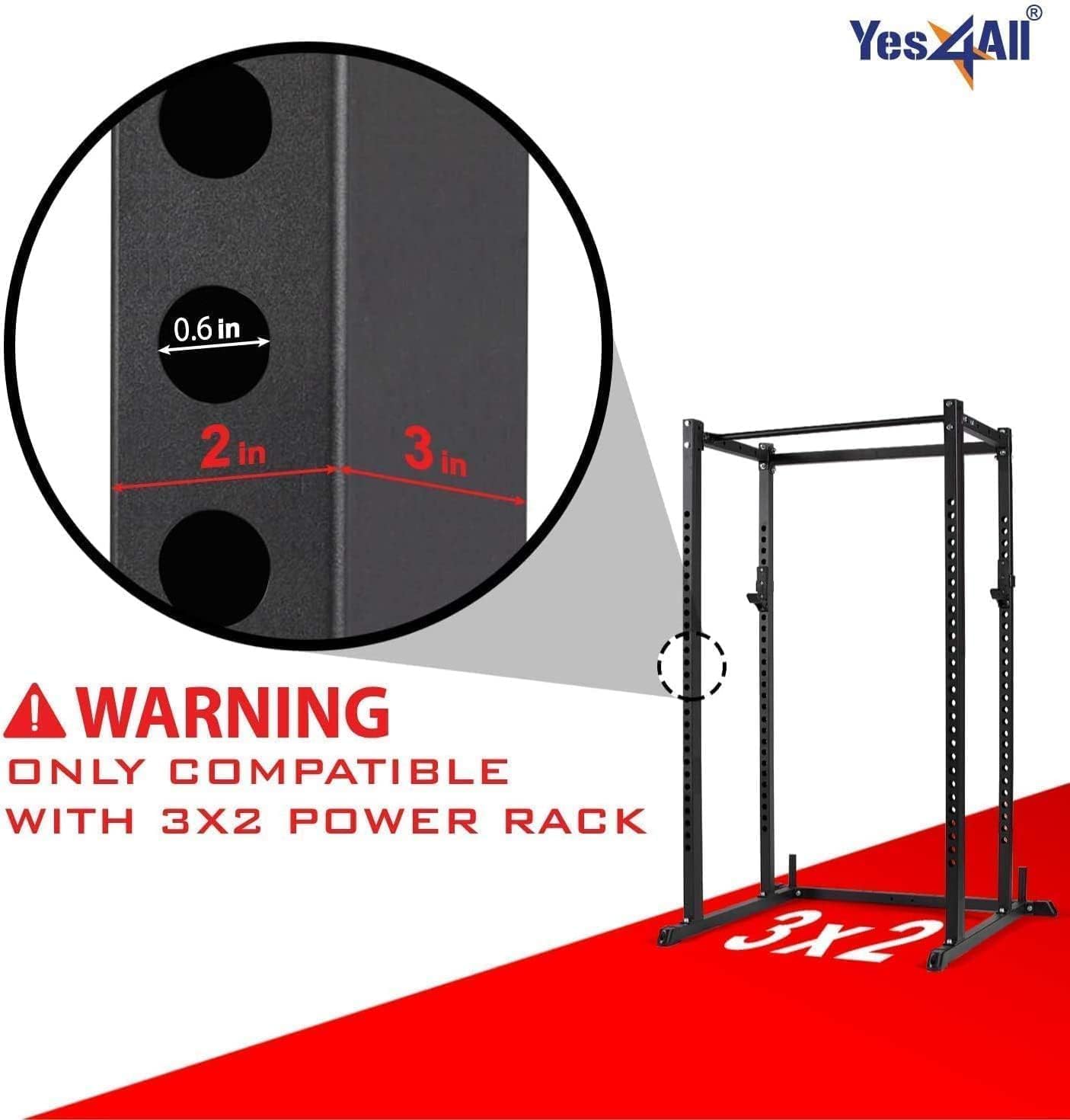 Yes4All Power Rack J-Hooks & Attachments – Heavy Duty Barbell Holders Compatible with 2x2 & 3x3 Power Racks for Home Gym