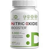 Nitric Oxide Supplement 3,000mg, 300 Capsules | 12-in-1 Complex for Men &amp; Women &ndash; Arginine, Citrulline, Korean Red Ginseng, Tongkat Ali, Maca Root, &amp; Marshmallow Blend*