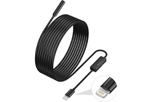 iPhone Endoscope, ILIHOME 7.9 mm Lens Inspection Camera for iPhone&ipad, 5 Meters Semi-Rigid Cable Borescope iOS IP68 Waterproof with 8 LED Lights, Compatible with iOS Device Only