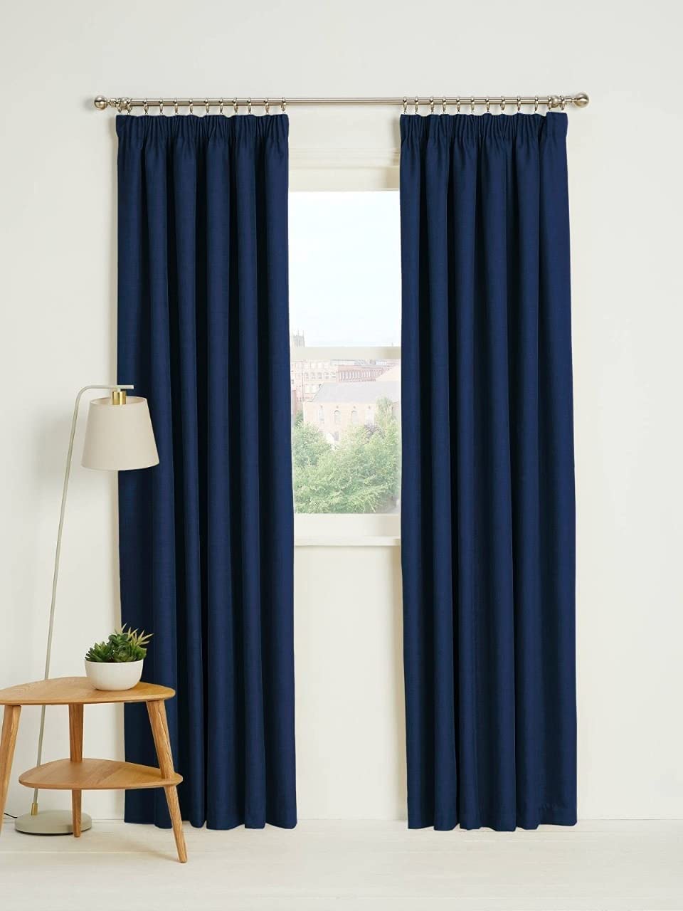 Kinfolk Textile Blackout Thermal Pencil Pleat Tape Top Insulated Pair of Blackout Curtains Including 2 Tiebacks (Navy Blue, 46" x 54")