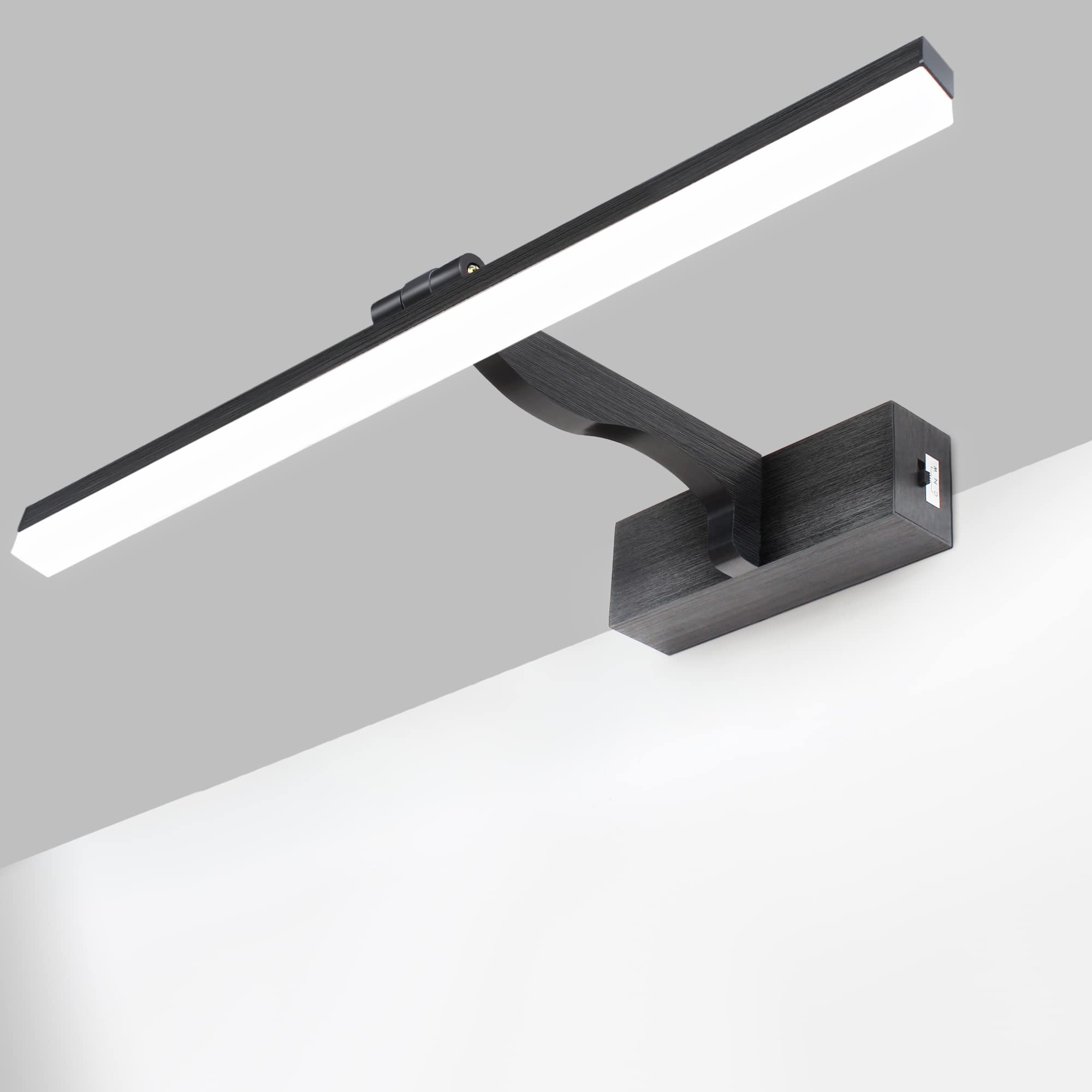 MantoLite LED Bathroom Vanity Light Fixture 40CM Adjustable Color Temperature 8W Cabinet Picture Display Lamp Modern Indoor Wall Lights Sconce Black Reading Lighting with Adjustable Arm