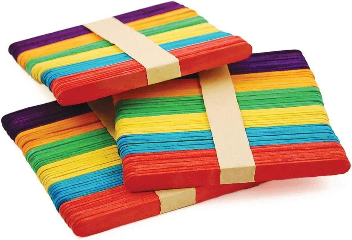 Qweezer IMTION Coloured [ Ice Cream Stick 200 Pices Colourful ] + [ Free 100 Pcs Decoration Stone ] Wooden Craft Stick use for School Project Work Cream Colour ice Cream Stick ([ Ice Cream Stick 200 Pcs ])