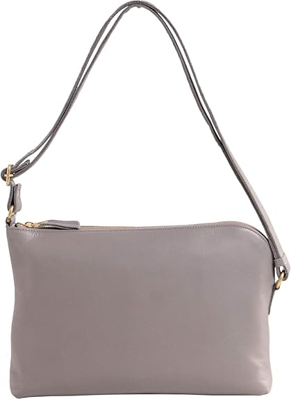 Amazon Jamale 日本製 牛革 防水加工レザー ショルダーバッグ レディース 薄型 グレー ショルダーバッグ