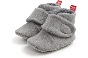 AKINGIO Baby Boys Girls Booties Non Skid Soft Sock Cotton Boots Infant Slippers Newborn First Walker Warm Crib Shoes