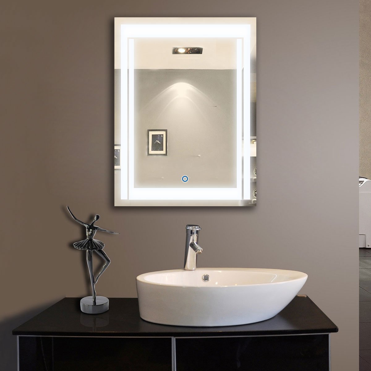 DECORAPORT 24 Inch * 32 Inch Vertical LED Wall Mounted Lighted Vanity Bathroom Silvered Mirror with Touch Button (A-CK150)