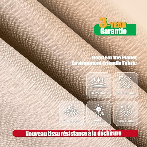 F&J Outdoors Garden Sofa Cover 208 x 99 x 66/91 cm, Beige, Waterproof 600D | Beige large size for 3-4 seater sofa; protects from rain, sun, dust and outdoor storage