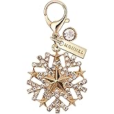 MONNEL MC393 Crystal Little Snowflake Lobster Clasp Charm for Women with Velvet Bag (Gold,1 Piece)