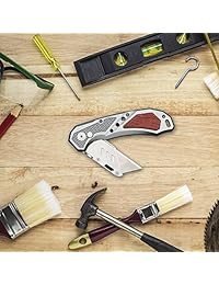 FC Heavy Duty Cortador de utilidad cuchillo   Caja de bolsillo plegable con cartuchera, cambio rápido, cuchillas de afeitar, SHARP Lockback diseño, cuerpo de aluminio ligero & Molduras De Madera