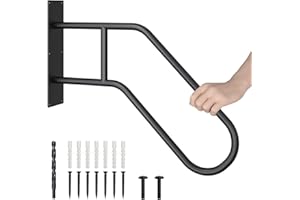 Mychoiii Handrails for Outdoor Steps Wall Mount,Heavy Duty Non-Slip Railings for 1-3 Steps, U-Shape Safety Handle for Garage, Porch, Garden (Dia 1" Pipe, Black)