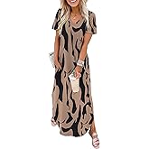 WIHOLL Women's Summer Short Sleeve Dresses Maxi Dress Vacation Beach Sundresses 2026 with Pockets