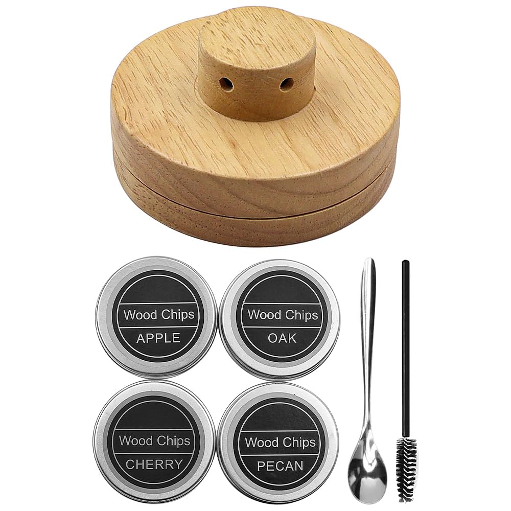 Tiardey Cocktail Smoker Kit with 4 Wood Chips Whiskey Smoker Kit for Cocktails Wine Whiskey Bourbon