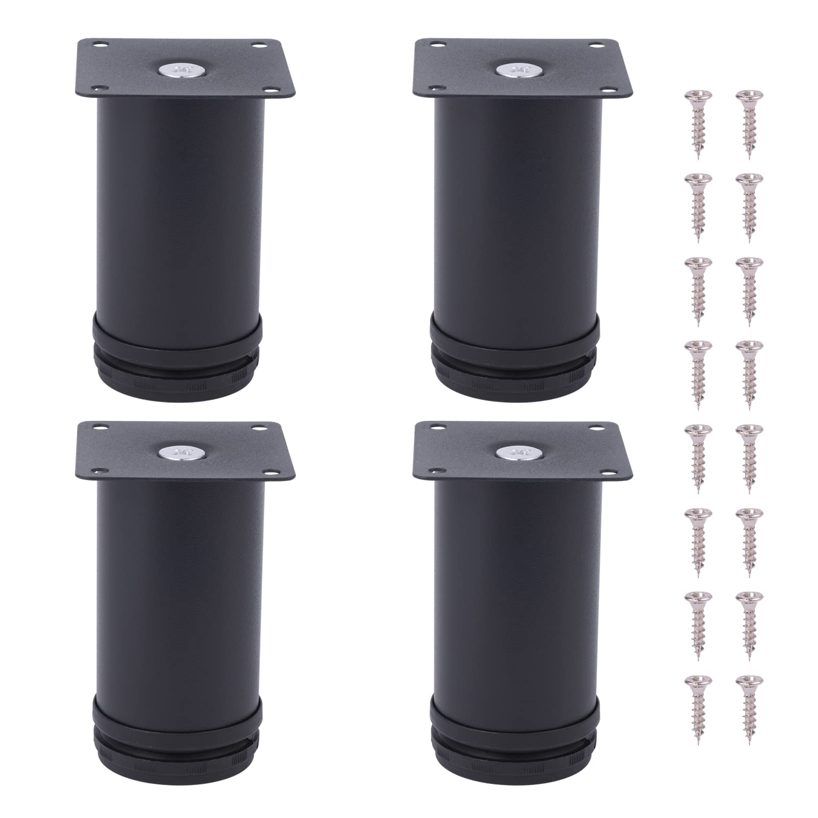 NAKUPENDA Pack of 4 Furniture Feet Metal Adjustable Furniture Feet Stainless Steel Table Legs Cabinet Feet Furniture Accessories for Desk Sofa Cabinet (8 cm Height, Black)
