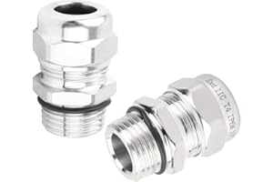QCG 2 Pcs 1/2" NPT Stainless Steel Waterproof Cable Gland, IP68 Waterproof Adjustable Cable Glands, Strain Relief Cord Grip Connectors with Gaskets and Locknut for 6-12mm Cable Diameter