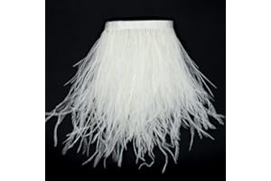 2 Yards Ostrich Feathers Fringe Trims - for DIY, Dress Sewing Crafts Costumes Carnival, Halloween, Handwerk Decoration (White