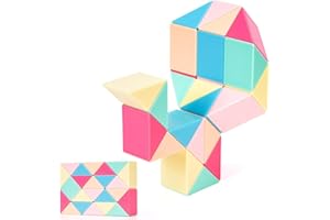 Large Magic Snake Cube Fidget Toy, 24 Blocks Macaron Twist Puzzle for Kids & Adults, Birthday Gift Classroom Prizes, Travel C