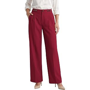 GRAPENT Business Casual Pants for Women Wide Leg Elastic Waist Work Trouser | Straight Wide Leg Dressy Casual Pants, High Wai