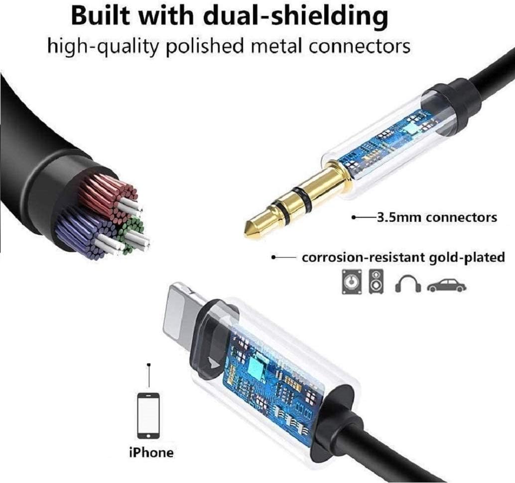 [Apple MFi Certified] Aux Cord for iPhone, Lightning to 3.5 mm Jack Aux Audio Cord Adapter Compatible with iPhone 11/XS/XR/X/8Plus/8/7 for Car/Headphones/Speaker/Home Stereo Support iOS: Electronics