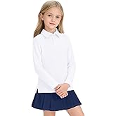 NUMYEAN Girls Uniform Shirts Long Sleeve Polo Shirt for Girls School Uniform Shirts Size 5-14 Years