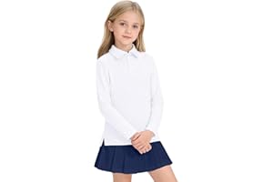 NUMYEAN Girls Uniform Shirts Long Sleeve Polo Shirt for Girls School Uniform Shirts Size 5-14 Years