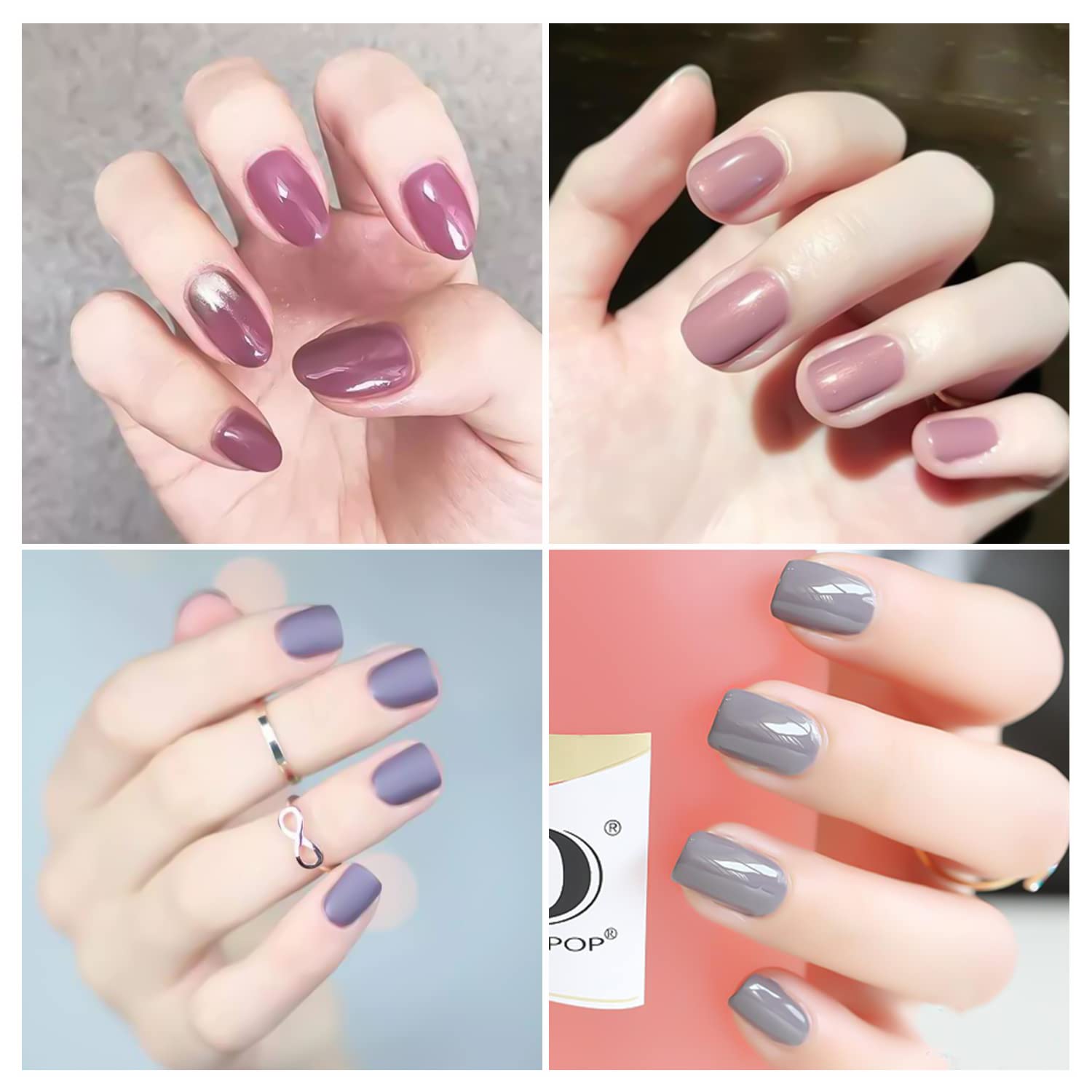 DANNEASY 16 Sheets Nail Wraps for Women Nail Polish Strips Solid Color Self Adhesive Nail Polish Stickers Stick On Nails Nail Accessories with 1pc Nail File, Cuticle Stick (Gray) - Image 4