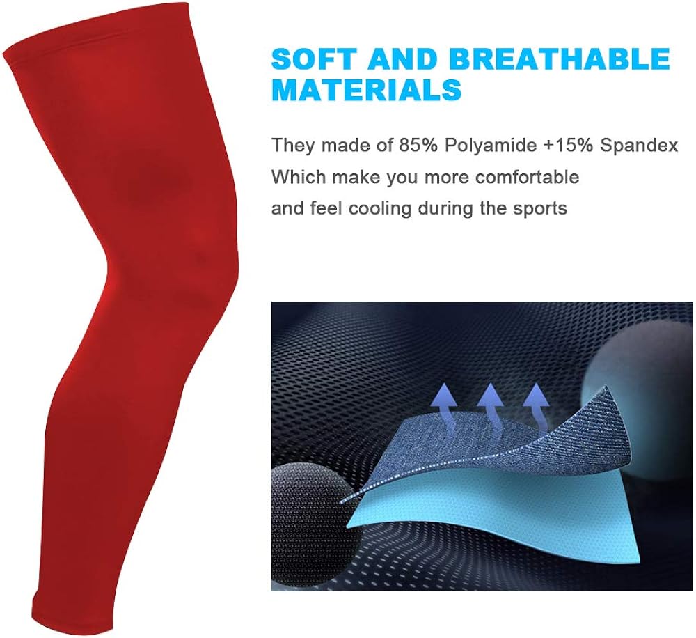 HuiYee Sports Compression UV Long Leg Sleeves for Running Basketball Football Cycling and Other Sports(3 Sizes, 1 Pair): Clothing