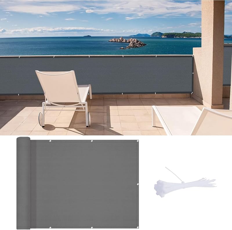 LOVE STORY HDPE Balcony Privacy Screen 0.9 x 5m Charcoal UV Protection Wind
