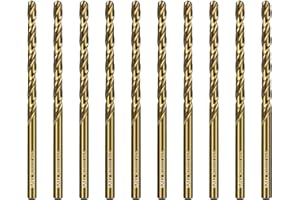 SALI Cobalt Drill Bit Set, 10Pcs 5/32" M35 High Speed Steel Jobber Length Drill Bit Kit for Hardened Metal, Stainless Steel, 