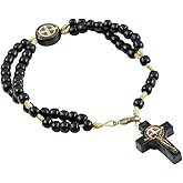 Catholica Shop Devotional Corded Prayer Beads Rosary Bracelet with San Benito St Benedict Medal and Crucifix. Made in Brazil