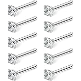 Ruifan 10-25PCS 18G Surgical Steel Mix Color Diamond CZ Nose Stud Rings Bone Pin Piercing Jewelry 1.5mm 2mm 2.5mm 3mm