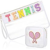 Sunnymove 2 Pcs Tennis Cosmetic Bag Gifts for Girl Makeup Bags Pink Clear PVC Waterproof Toiletry Zipper Travel Pouch for Women Girls Tennis Lovers Players Valentine Gifts