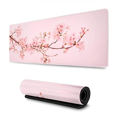 Buy Pink Sakura Cherry Blossom Flower Gaming Mouse Pad Xl Extended Large Mouse Mat Desk Pad Stitched Edges Mousepad Long Non Slip Rubber Base Mice Pad 31 5 X 11 8 Inch Online In Turkey