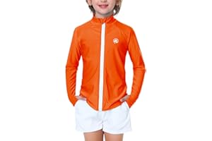 AOBUTE Unisex Kids Zipper Rash Guard Boys UPF 50+ UV Protection Sun Shirt with Thumb Hole 3-12 Years