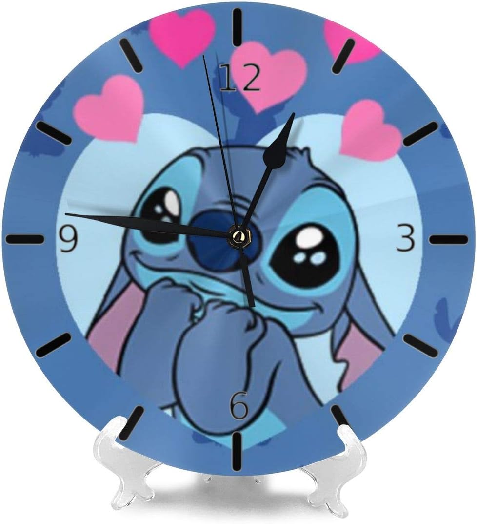 Amazon Co Jp スティッチの壁紙が可愛いです 掛け時計 円形 シンプル 静音 おしゃれ 高級感 フレームなし インテリア 壁掛け時計 置き時計 ホーム キッチン