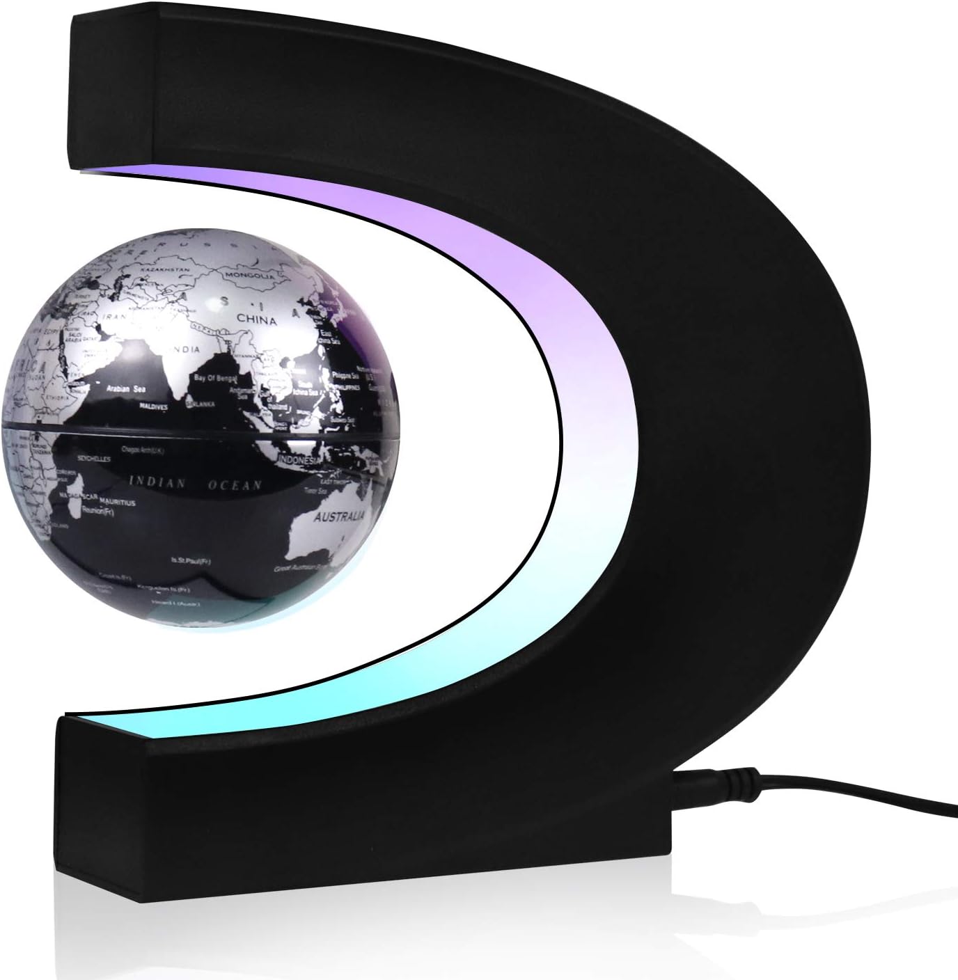 JOWHOL Floating Globe with LED Light,C Shape Levitation,Auto