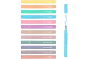 KOUSICOO Aesthetic Cute Pastel Highlighters Set: 12 Assorted Colors Pens No Bleed Bible Markers Office Essentials Desk Accessories School Study Supplies Journal Planner Preppy Teen Girl Women Stuff Book
