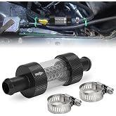 WIKIBB 5/8" Universal Heater Core Coolant Filter Inline High Flow | Clear Glass Housing, Aluminum Fittings, Helps Filter Coolant Debris, Easy Inline Installation for 5/8" Heater Hose