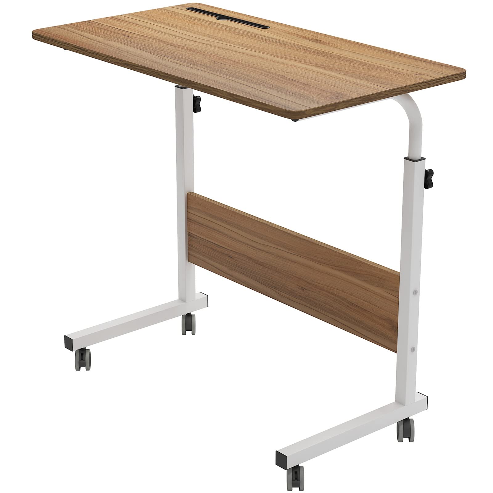 sogesfurniture 80 * 40cm Laptop Table Sofa Table Side Height Adjustable, Mobile Computer Stand Laptop Notebook Desk PC Stand Portable, Oak 05#3-80OK-BH