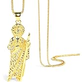 BeTime San Judas Tadeo Necklace: 18K Gold Plated San Judas Tadeo Pendant Jewelry for Men