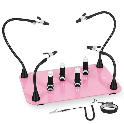 thumbnail image 2 of Magnetic Soldering Helping Hands With Magnifying Lamp & Flexible Arms – Heavy Duty Base For PCB & DIY Electronics Work 2 of 11