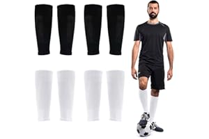 Ukontagood 4 Pairs Leg Sleeves for Soccer, Shin Guard Sleeves Accompany Grip Socks, Youth Adults
