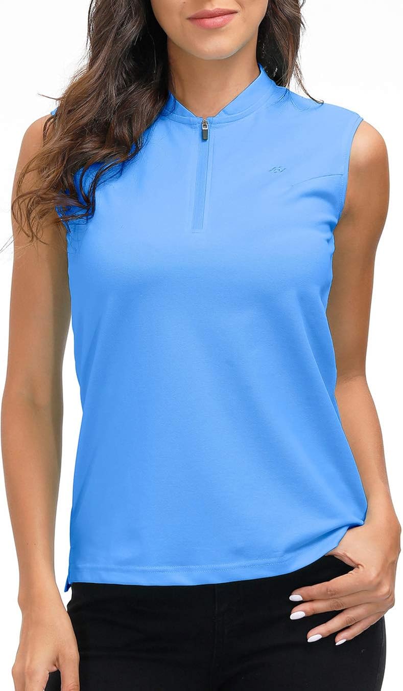 AIRIKE Golf Polo Shirts for Women Slim Fit Woman Sleeveless Sports Shirts Quick Dry Athletic Tank Tops for Tennis Work: Clothing
