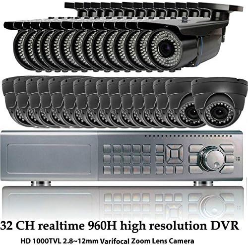 Amview 32CH HD1080P Hybrid HDMI DVR with HD1.3MP 36/72IR IR CUT 2.8-12mm Lens Security Camera System