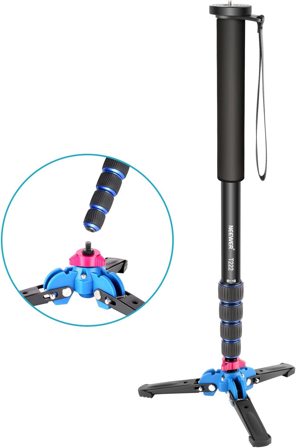 Neewer Extendable Camera Monopod with Removable Foldable Tripod Support Base:Aluminum Alloy, 20-66 inches/52-168 Centimeters for Canon Nikon Sony DSLR Cameras, Payload up to 11 pounds/5 kilograms : Camera & Photo