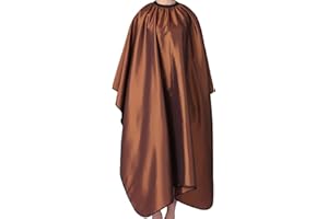 Iusmnur Barber Cape, Professional Hair Salon Cape with Adjustable Metal Clip, Shampoo Hair Cutting Cape for Barbers and Stylists - 55 x 63 inches (Brown)