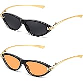 FEISEDY Retro Oval Cat Eye Sunglasses for Women Y2k Small Cateye Sun Glasses Womens Mens Trendy 90s Shades B4186