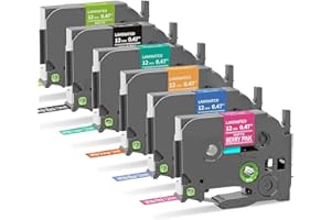 Colorty Replace for Brother P-Touch Label Maker Tape TZe 12mm 0.47 Ribbon Laminated TZ Colored Refills Compatible with Brother P Touch PT-D210 D220 H110 1000 1280 D400 Cube, 1/2" x 26.2', 6 Pack