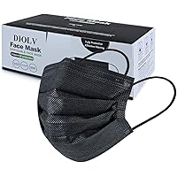 DIOLV 50 Pcs Disposable Face Mask 3 Layer Protective Masks Black