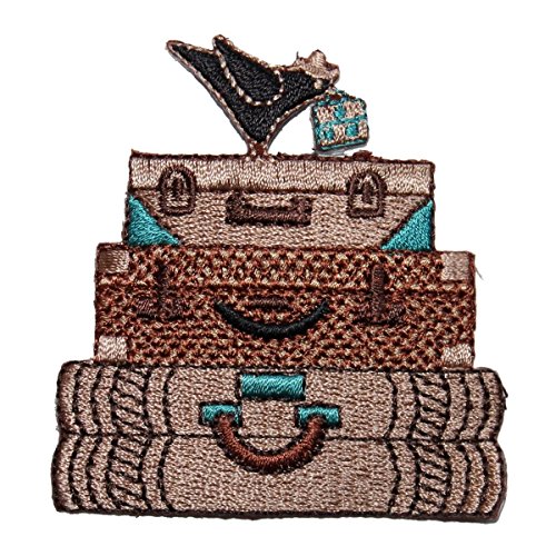 ID 8358 Stack of Suit Cases Patch Luggage Fashion Embroidered Iron On Applique